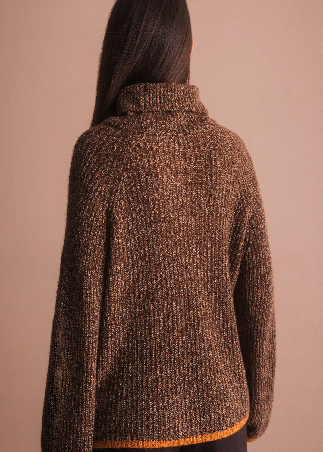 Senatex Rollkragenpullover Kontrastbund Choco Kaschmir-Mix