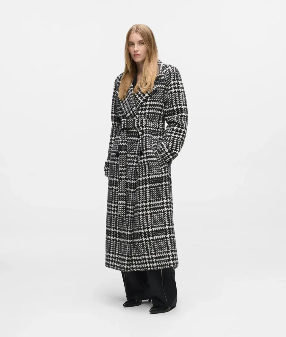 Karl Lagerfeld Hahnentritt Mantel Wollmix Gürtel