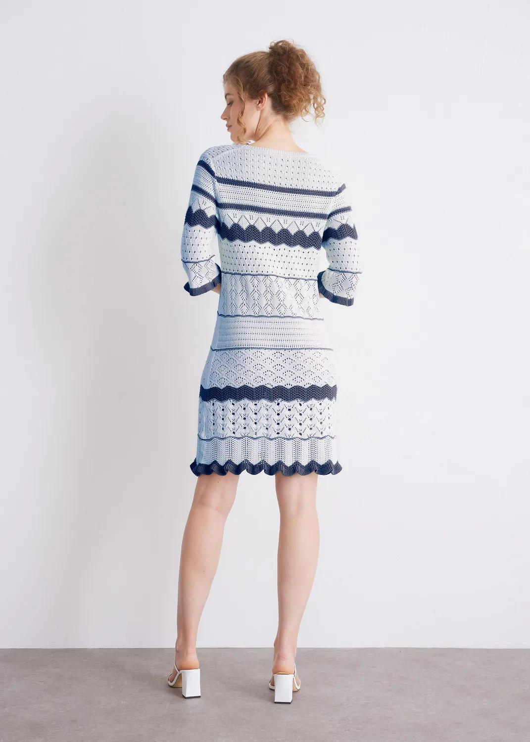 Senatex Ajourstrickkleid GOTS-Baumwolle 3/4-Arm