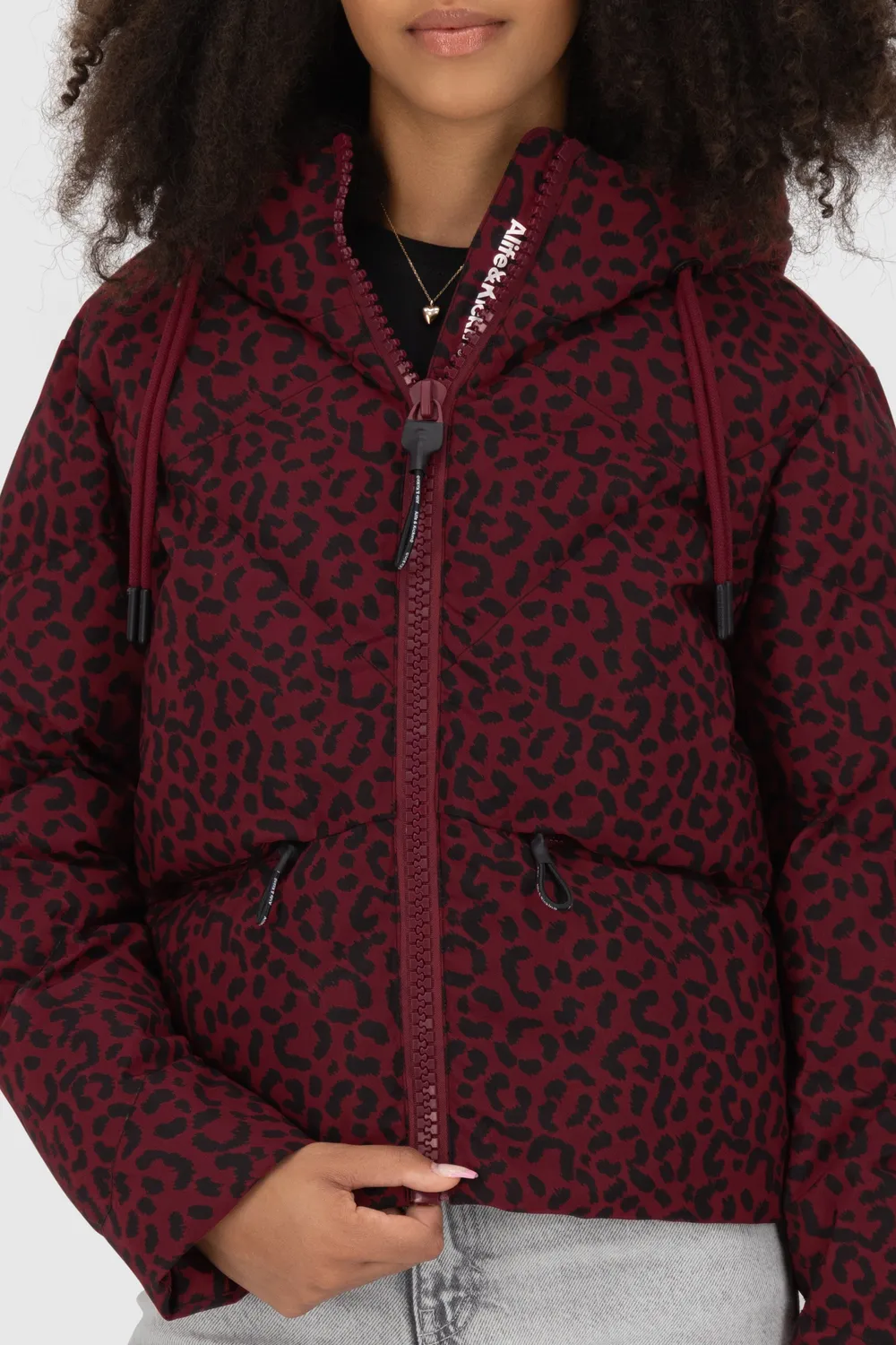 Alife & Kickin MurielAK B Pufferjacke Dunkelrot Animalprint