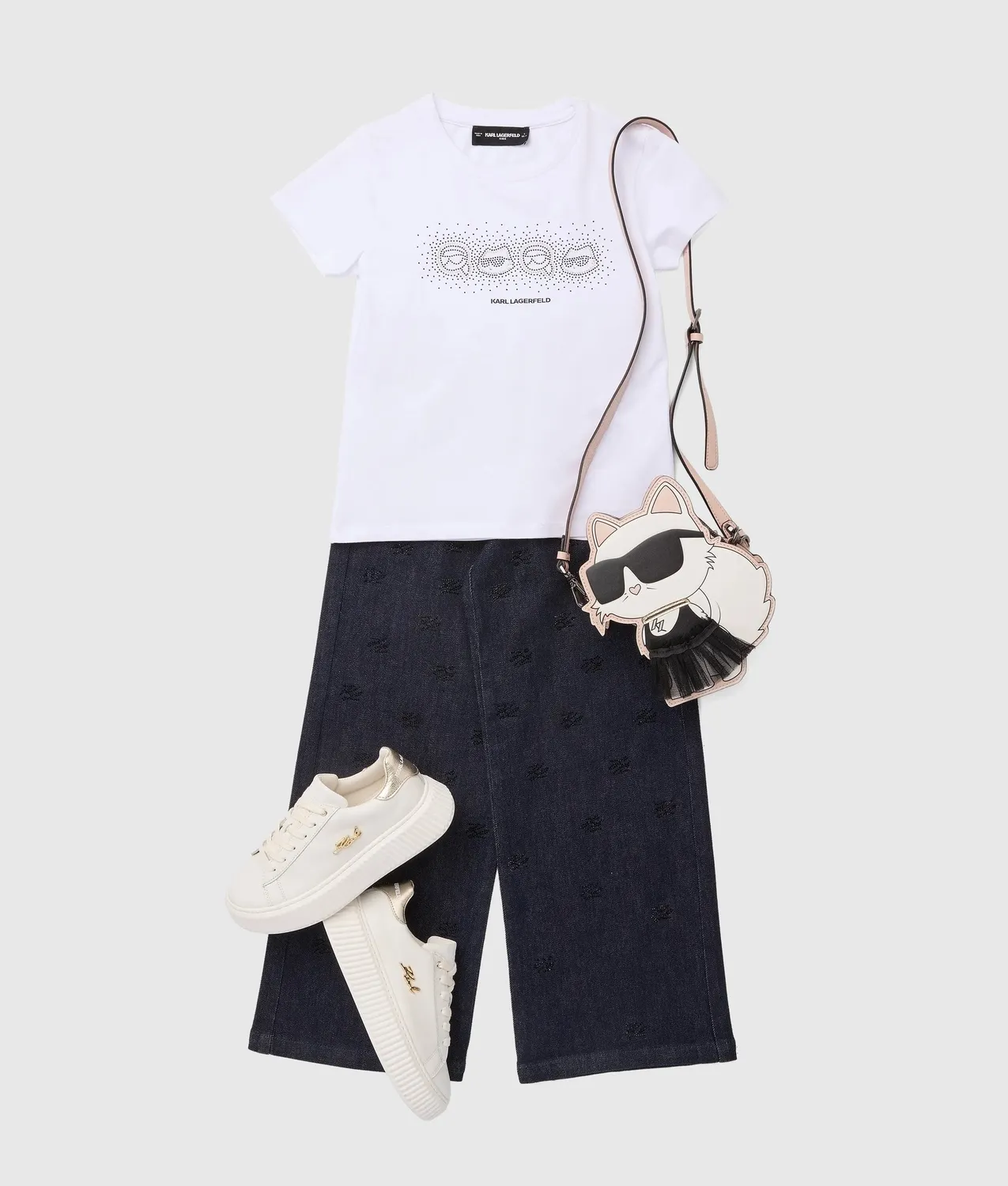 Karl Lagerfeld Ikon T-Shirt Mädchen Strass 2Y-16Y