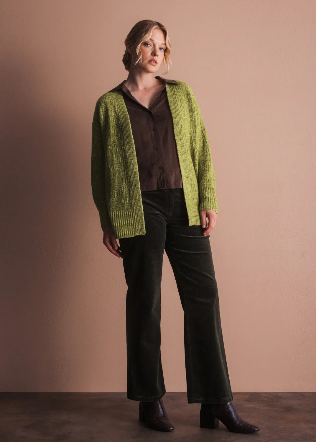 Senatex Strickjacke offen Wolle-Baumwolle Moss Cardigan
