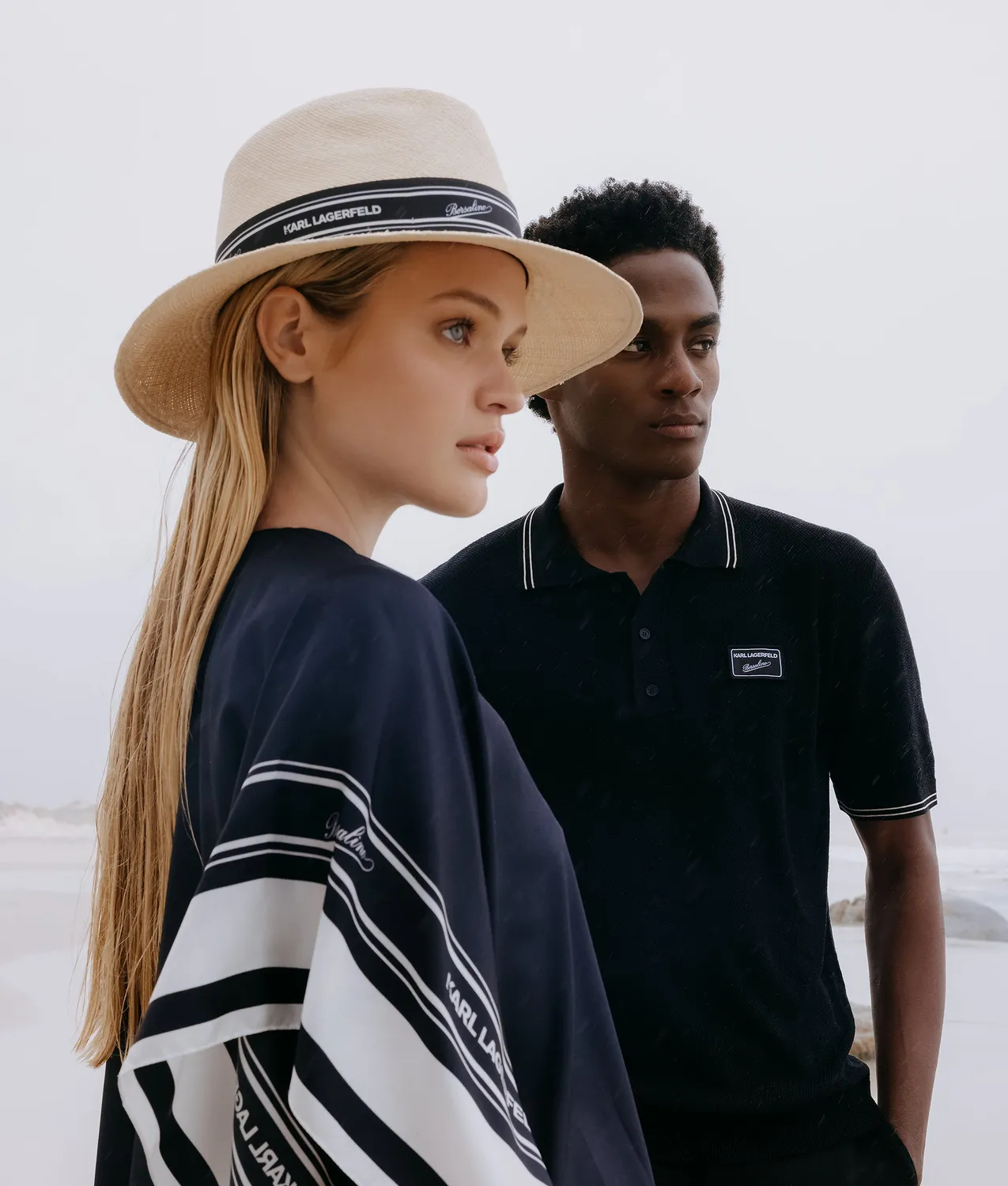 Karl Lagerfeld x Borsalino Panama Strohhut breite Krempe