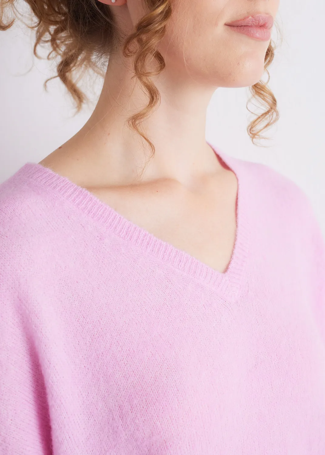 Senatex Kurzarm-Strickpullover V-Ausschnitt Alpakamix Candy