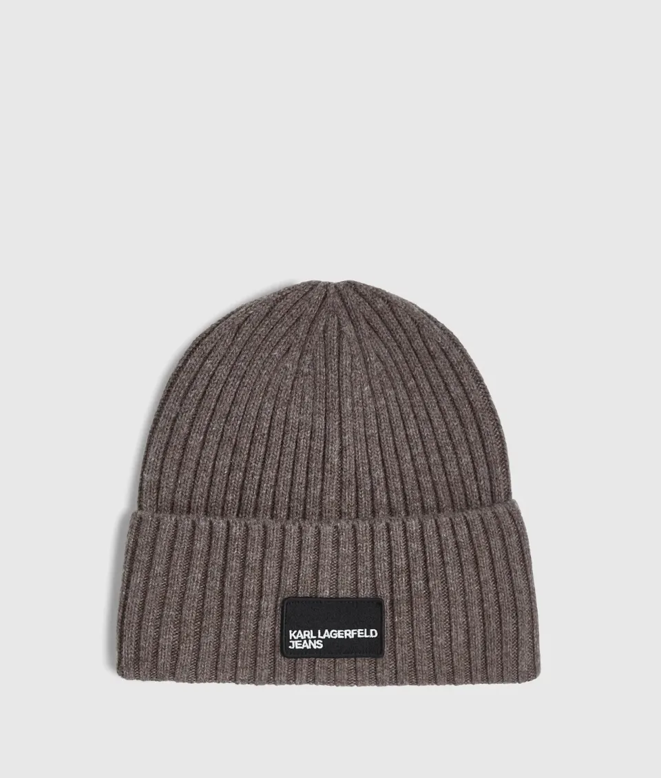 Karl Lagerfeld Jeans Logo Patch Beanie Strickmütze