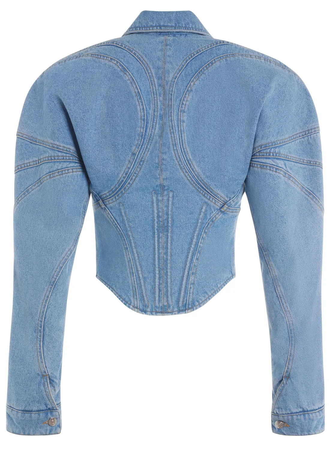 Mugler Tailored Corset Denimjacke Hellblau