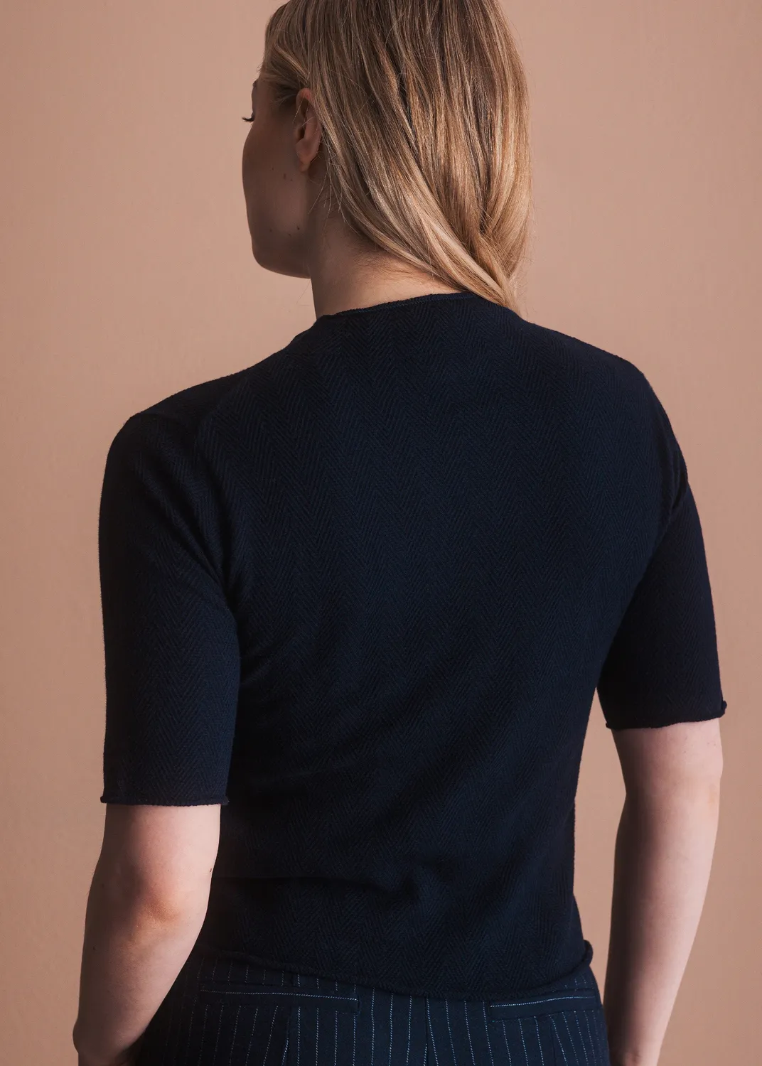 Senatex Strickshirt Fischgrätmuster Basic Cream