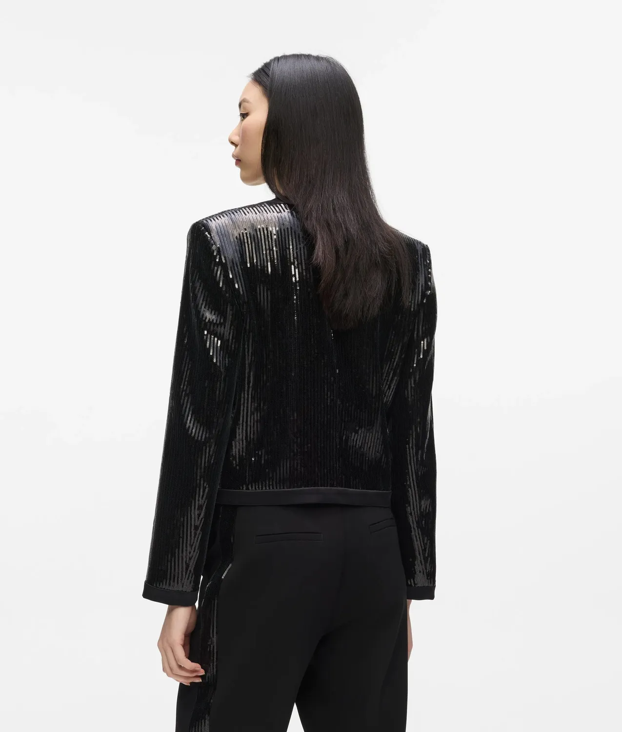 Karl Lagerfeld Sequin Blazer Pailletten Jacke Schwarz