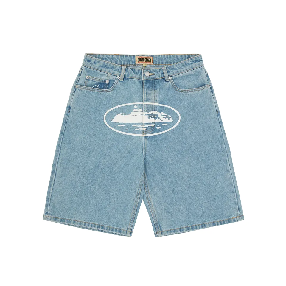 Corteiz Island Denim Short Stonewash gerade
