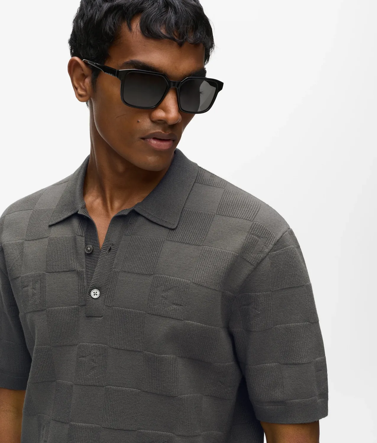 Karl Lagerfeld Monogram Checked Poloshirt kariert