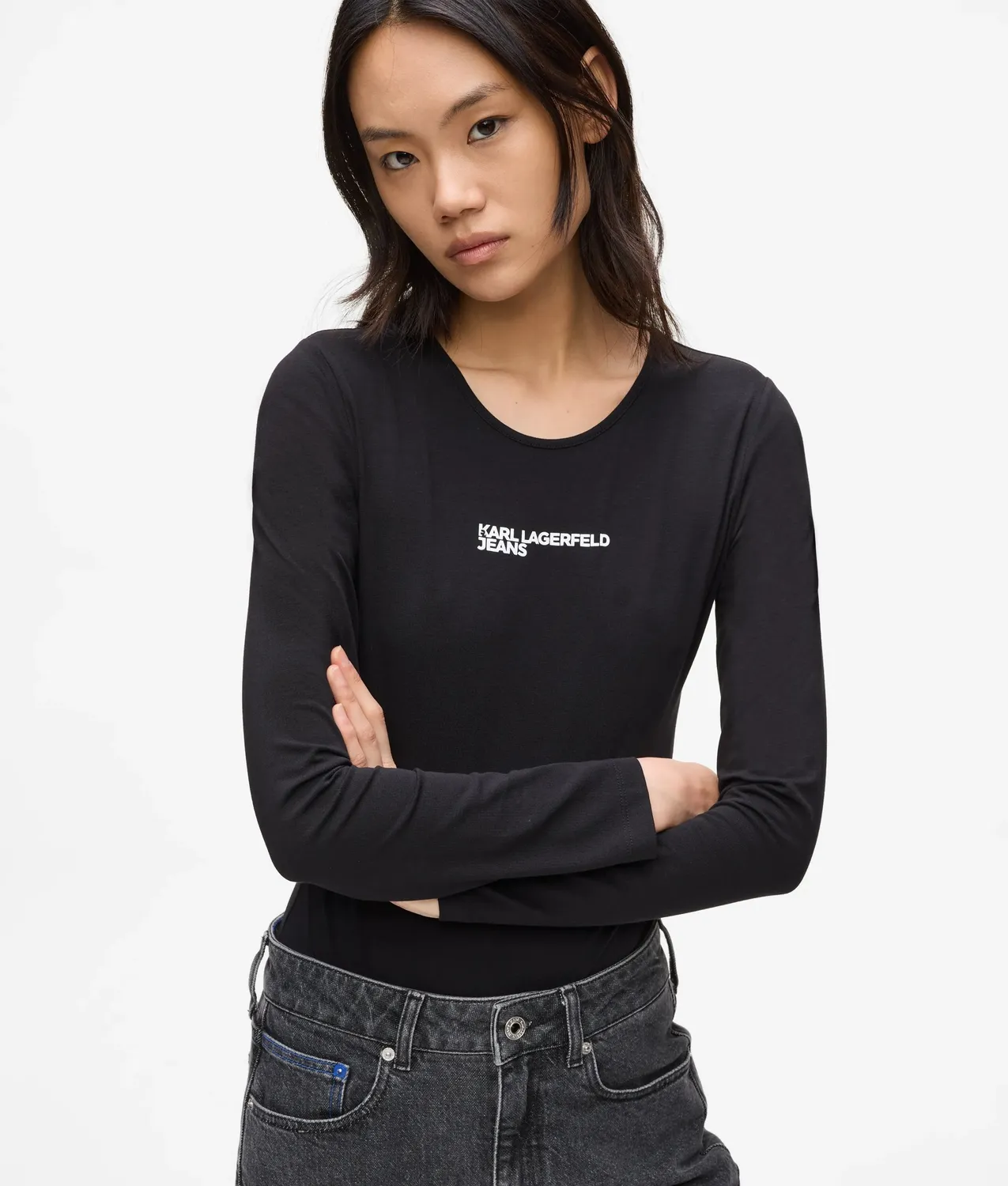 Karl Lagerfeld Langarm Body Damen gerader Schnitt