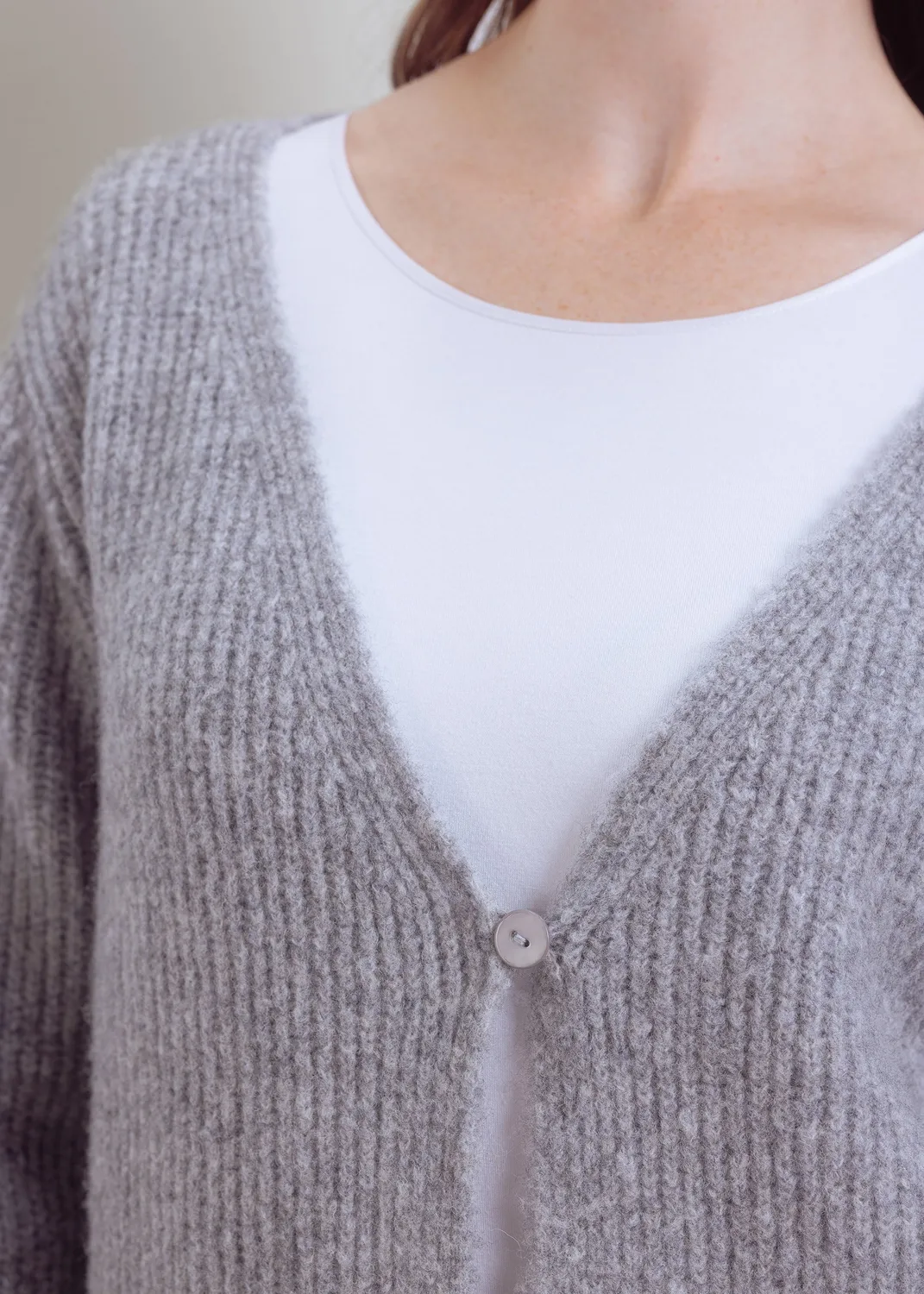 Senatex Strickjacke mit Fransen Cardigan Silver Woll-Yak-Mix