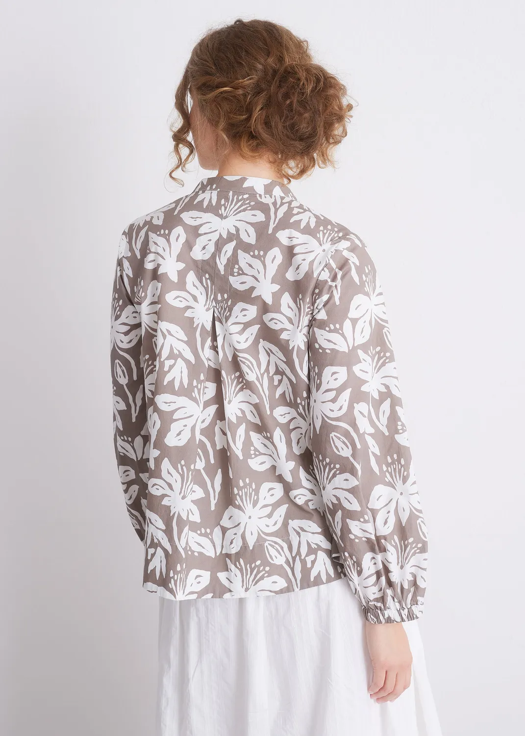 Senatex Bluse Tropical Shadow Gemustert V-Ausschnitt