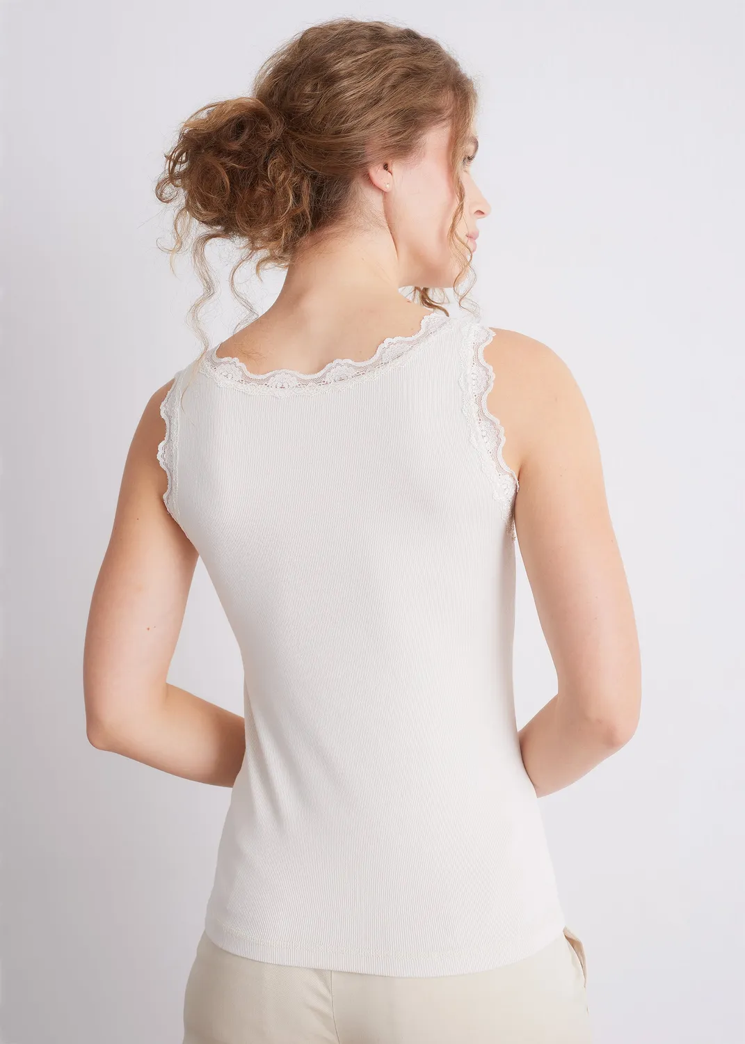 Senatex Spitzentop Viskose-Mix Top Off-White Spitze