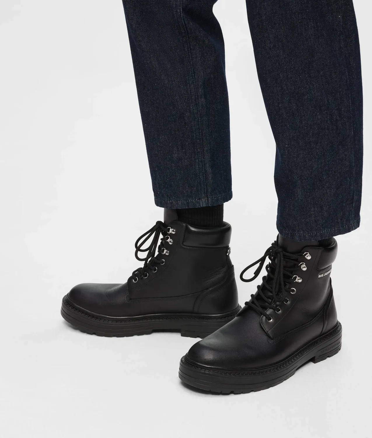 Karl Lagerfeld Miles Work Boot Stiefel Leder Lug-Sohle