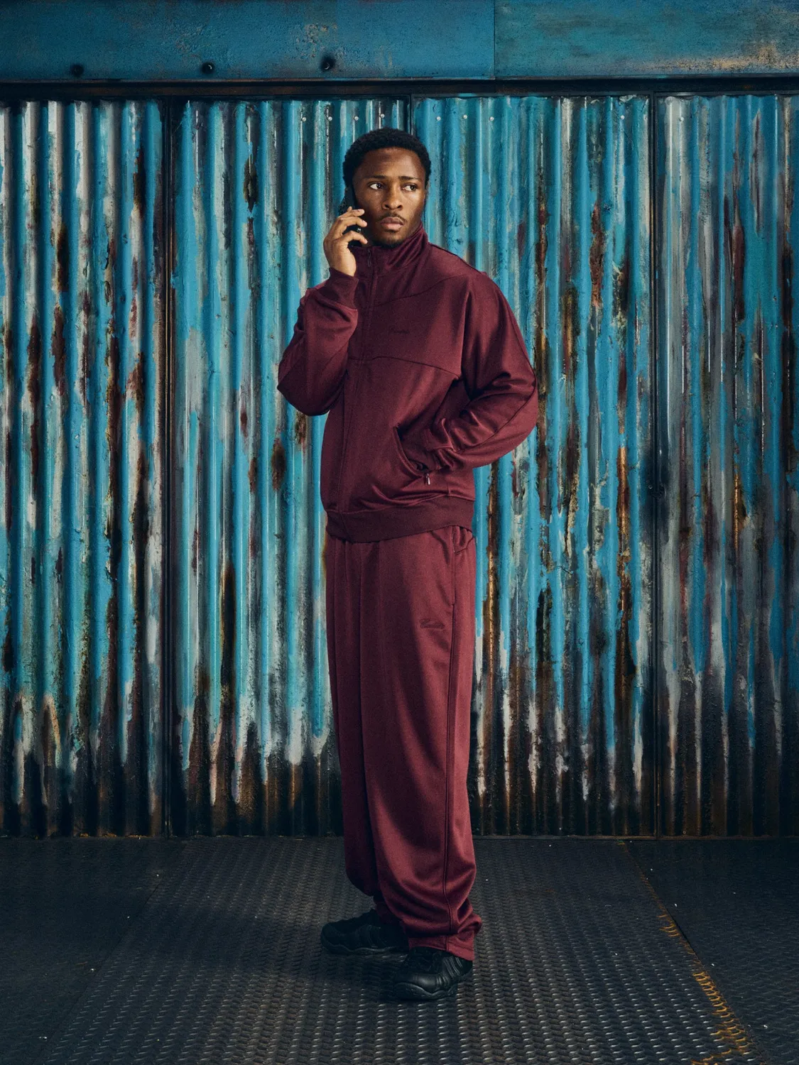 Corteiz Speciale Track Jacket Burgundy Poly Tricot