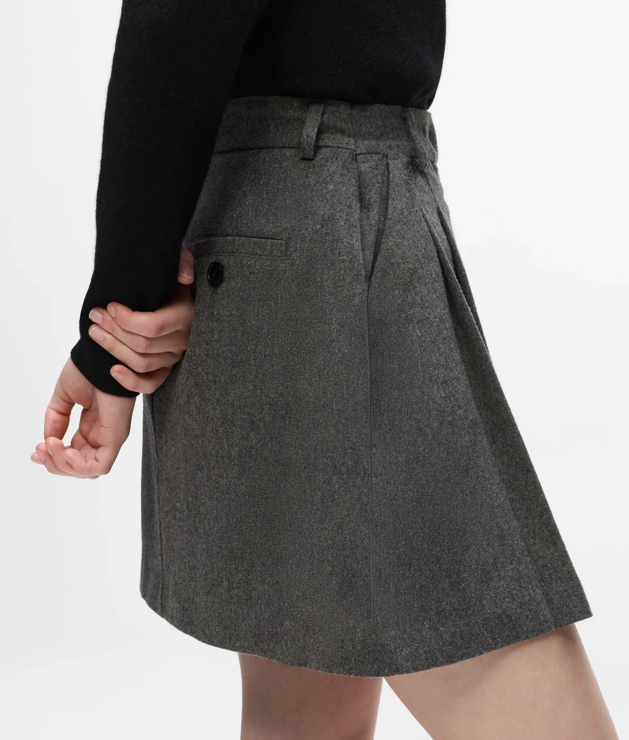 Karl Lagerfeld Mini Skort Falten Wolle schwarz