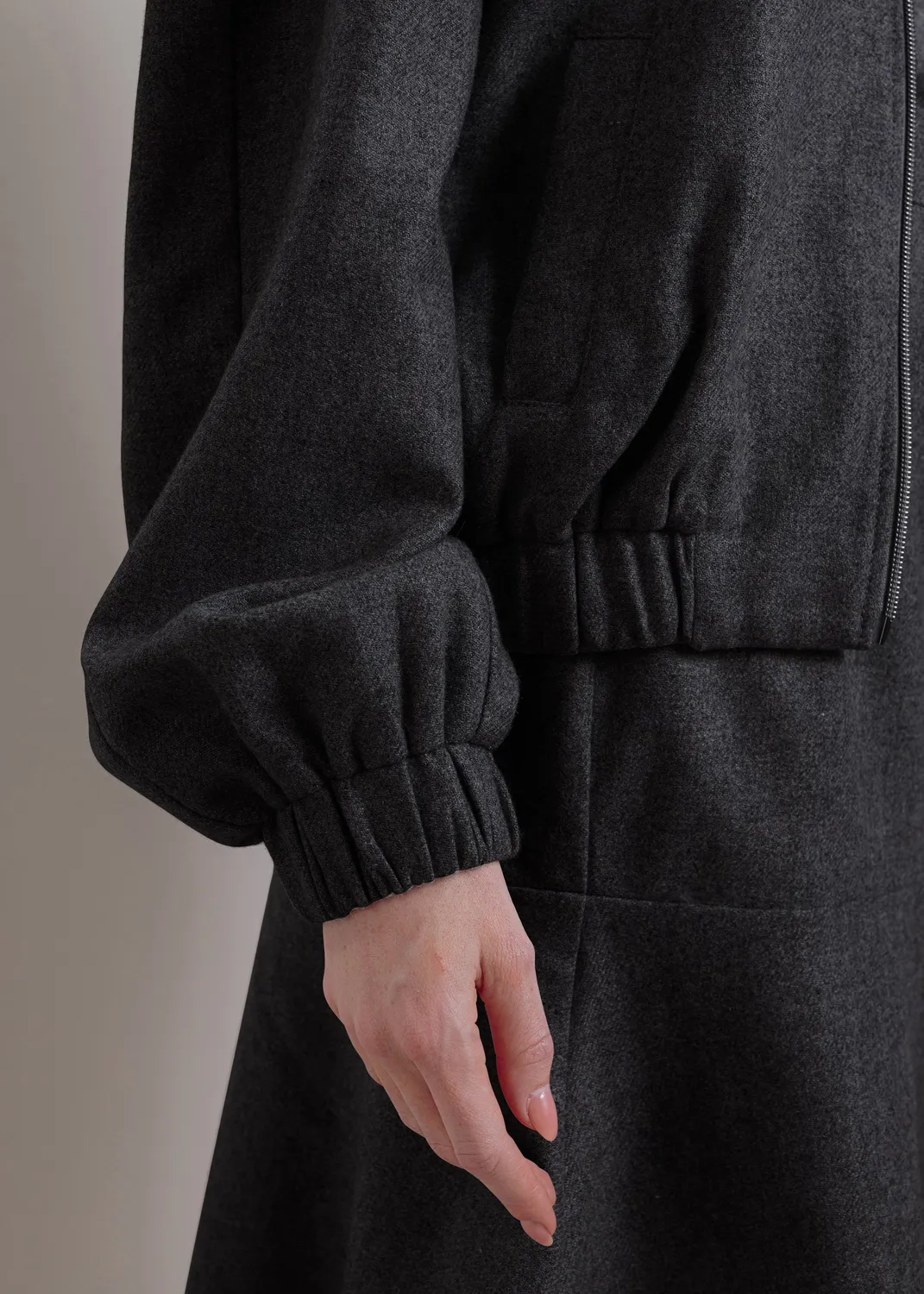 Senatex Blouson Jacke Silver Wolle-Viskose Ballonarm