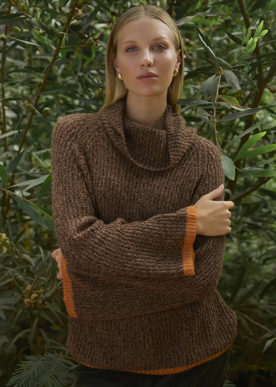 Senatex Rollkragenpullover Kontrastbund Choco Kaschmir-Mix