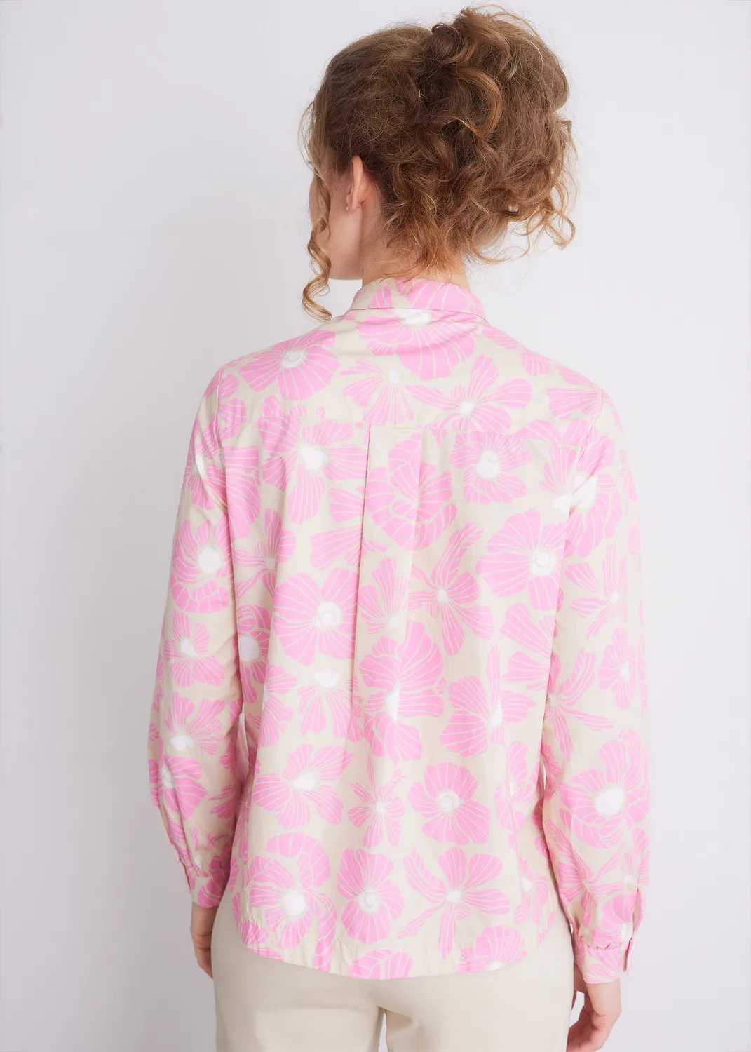Senatex Bluse Hemdkragen Pink Bloom Floralprint