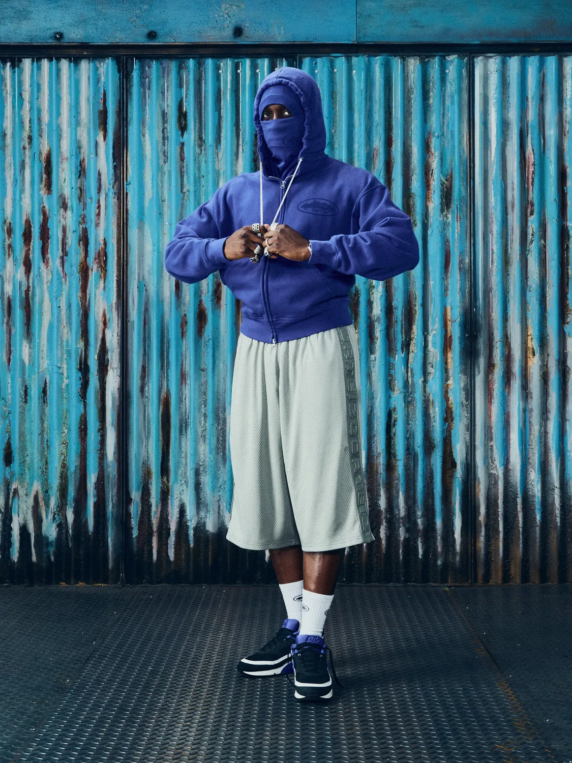 Corteiz Island Knockout Zip Hoodie Indigoblau Print