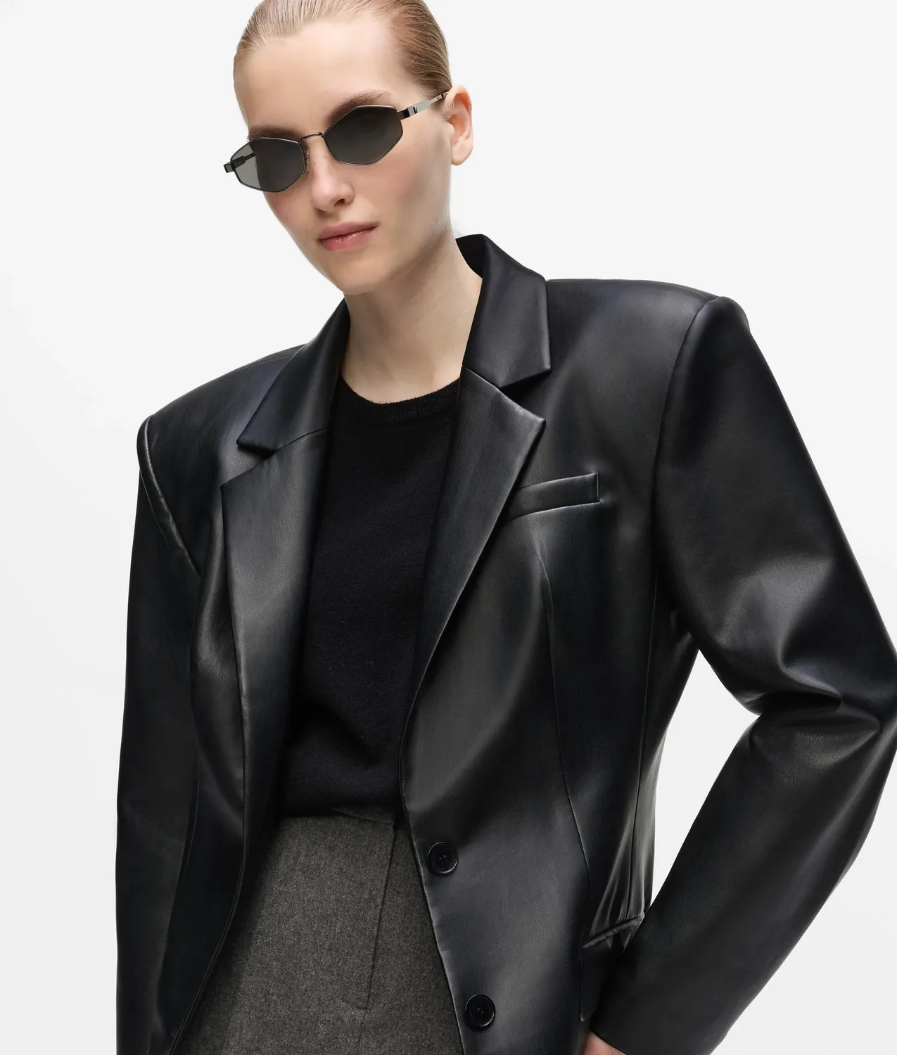 Karl Lagerfeld Oversized Blazer Kunstleder schwarz Gr. 0-10