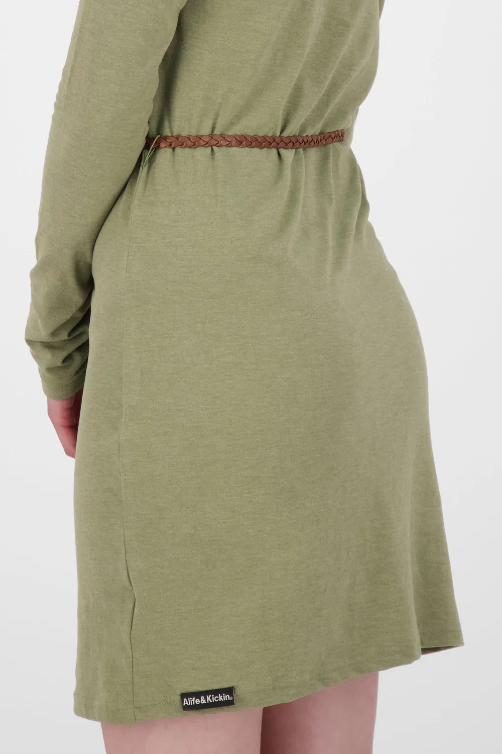Alife & Kickin EllinAK A Longsleeve Kleid Grün mit Gürtel