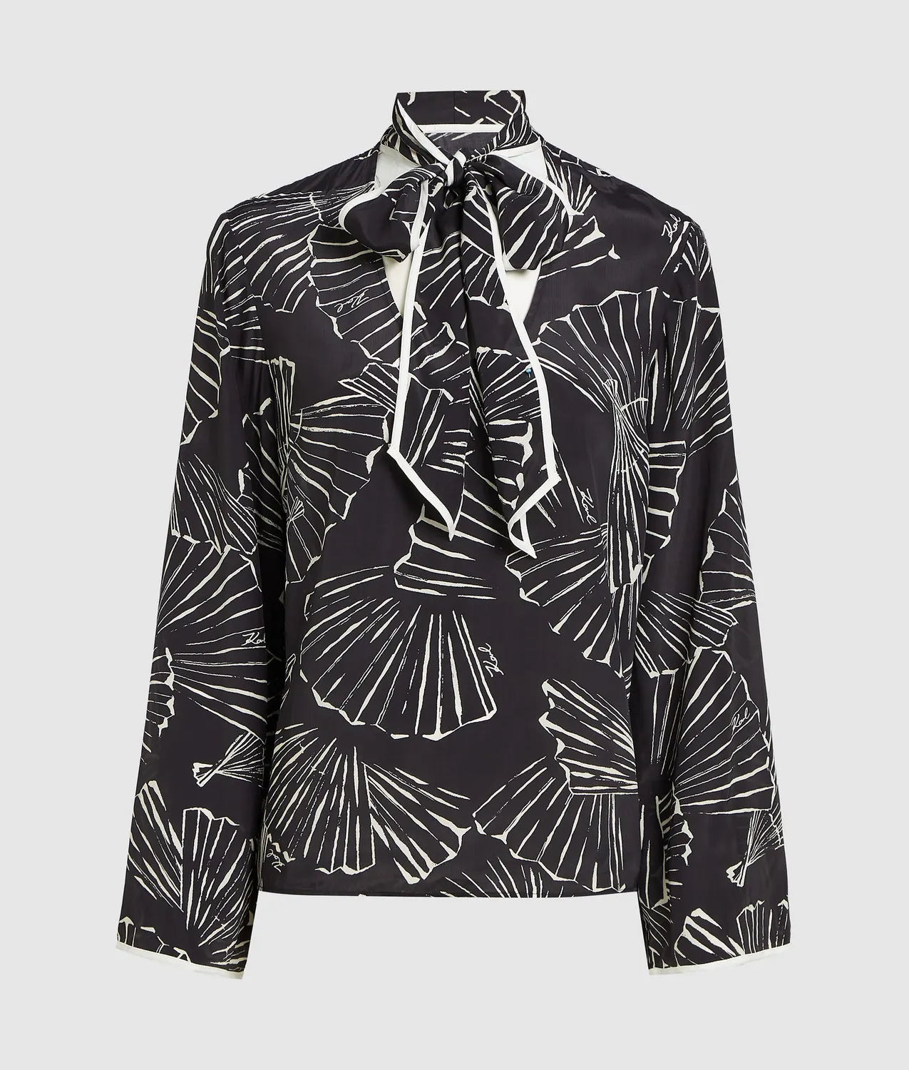 Karl Lagerfeld Fan Print Bluse Schal-Top