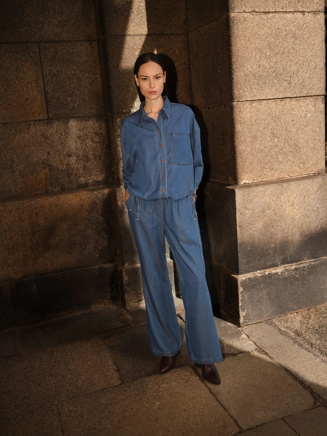 Mos Mosh MMTessa Lich Hemdbluse Denim Relaxed 3/4-Arm