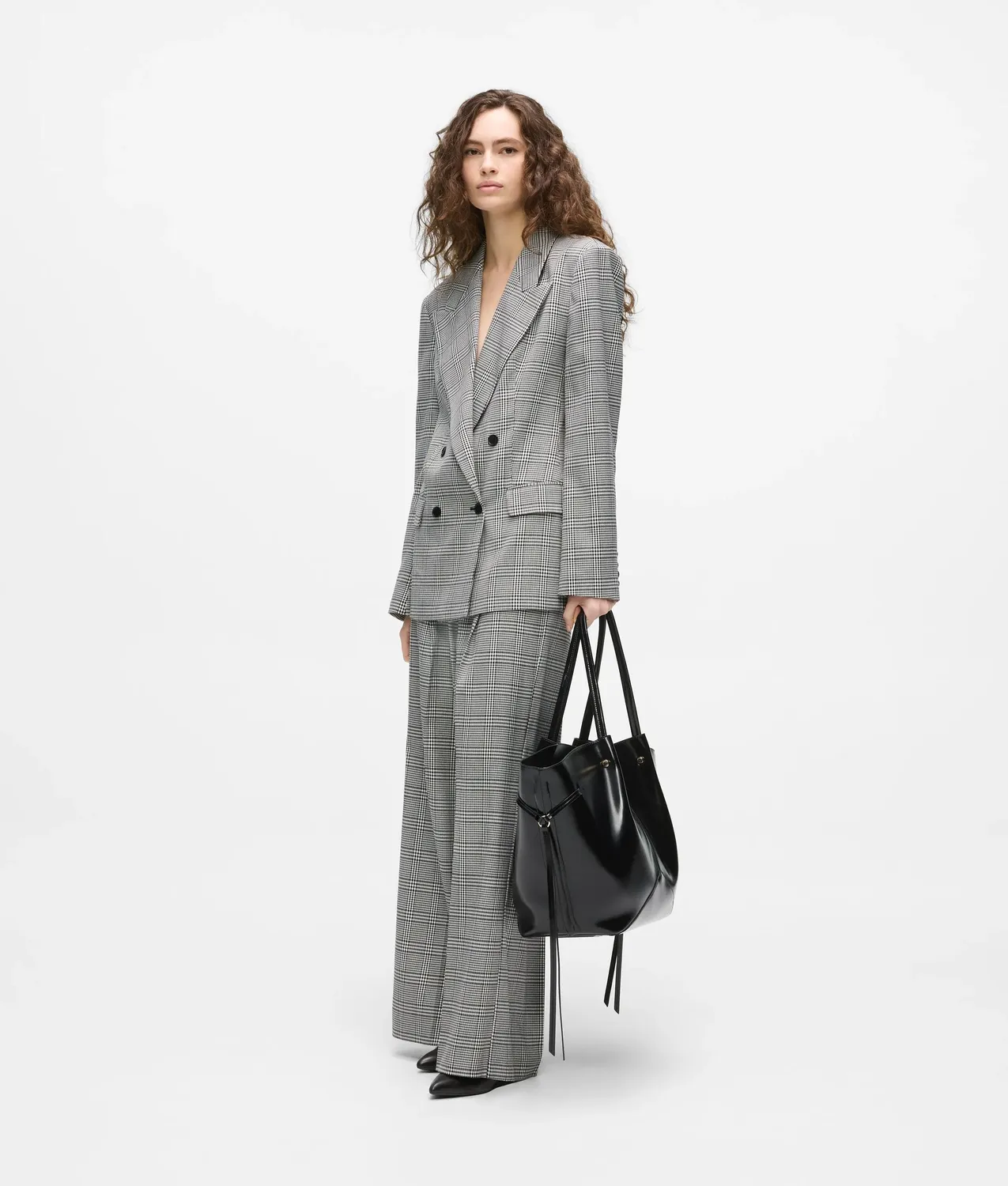 Karl Lagerfeld Karo Wide-Leg Hose Wollmix kariert
