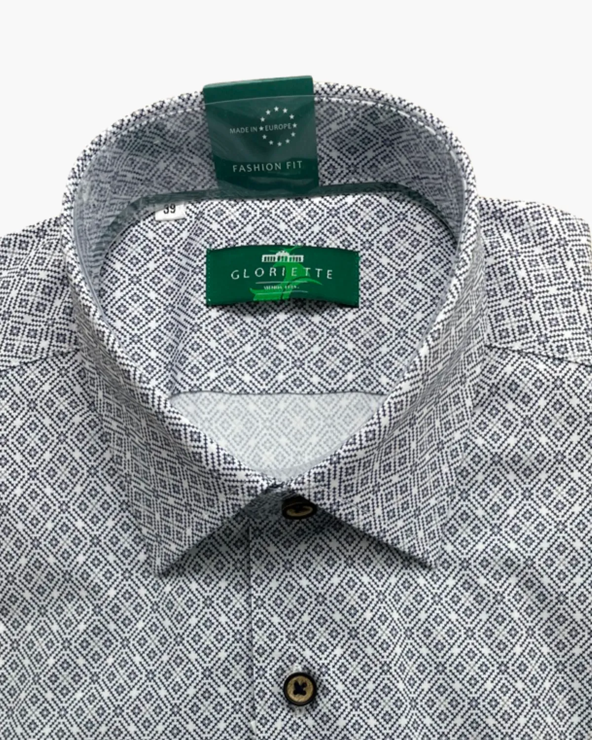 Gloriette Trachtenhemd Rauten Herrenhemd Grau Stretch