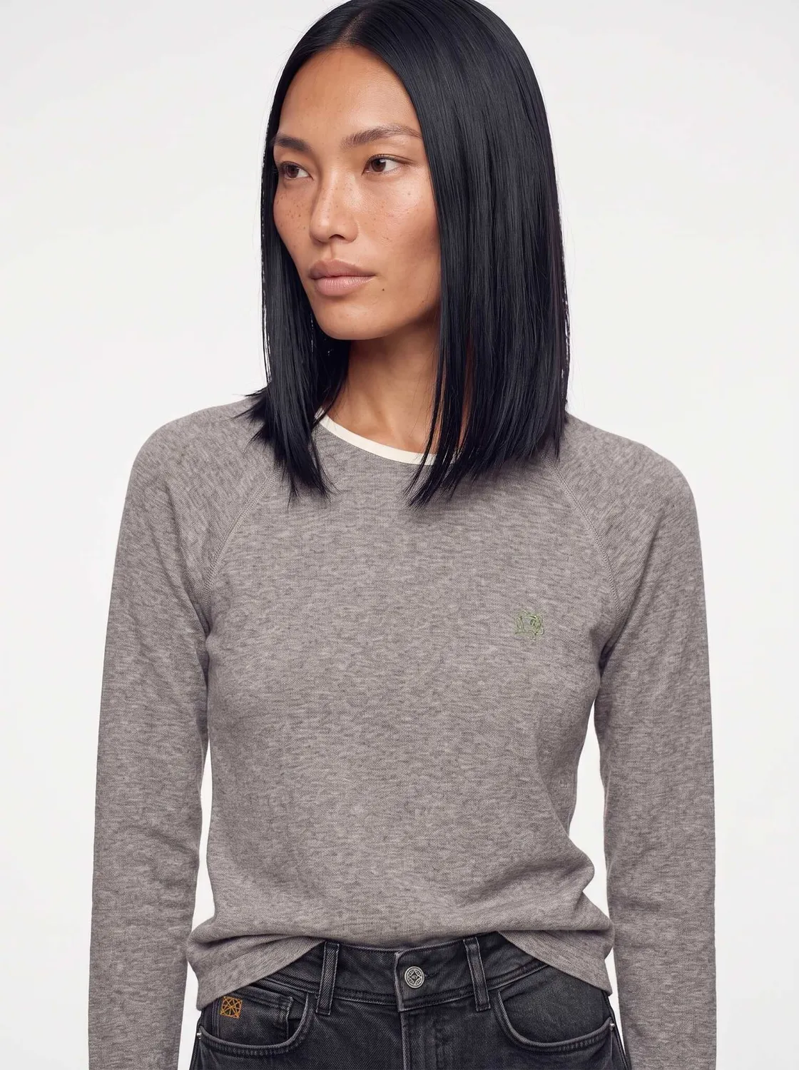 Mos Mosh MMHMagnetic Wool Longsleeve Bone Brown Woll-Fitted