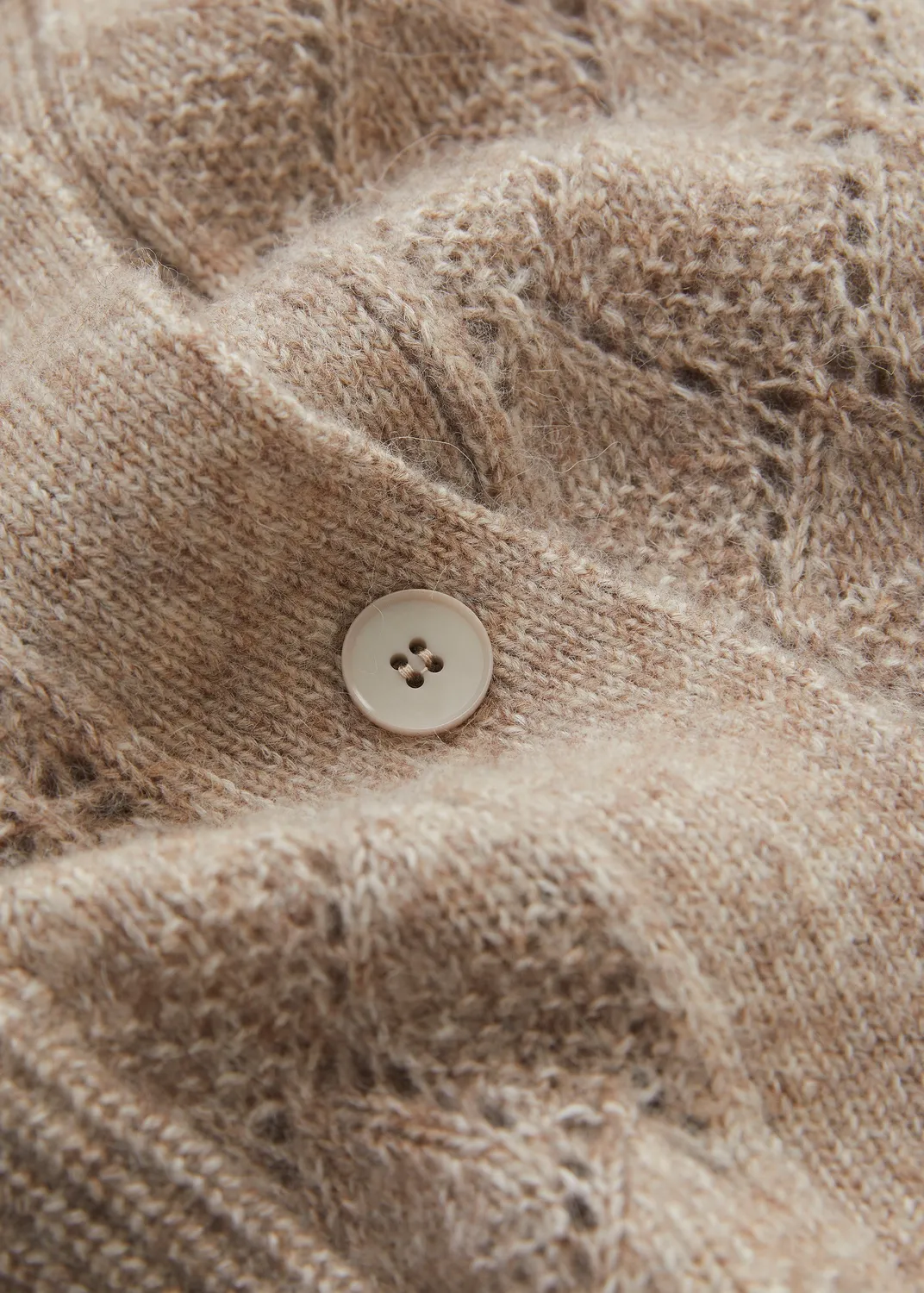 Senatex Cardigan mit Ajourmuster Hazelnut V-Ausschnitt