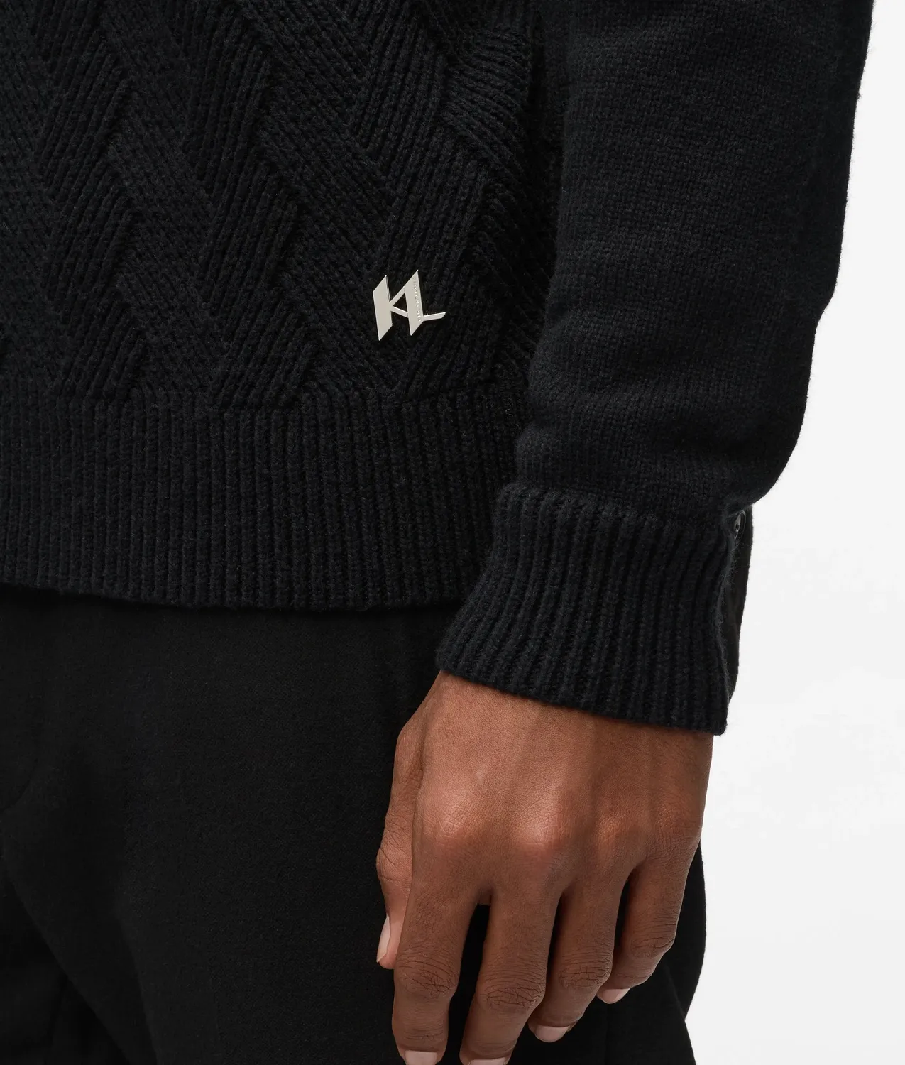 Karl Lagerfeld Cable-Knit Zip Strickjacke Wolle Herren
