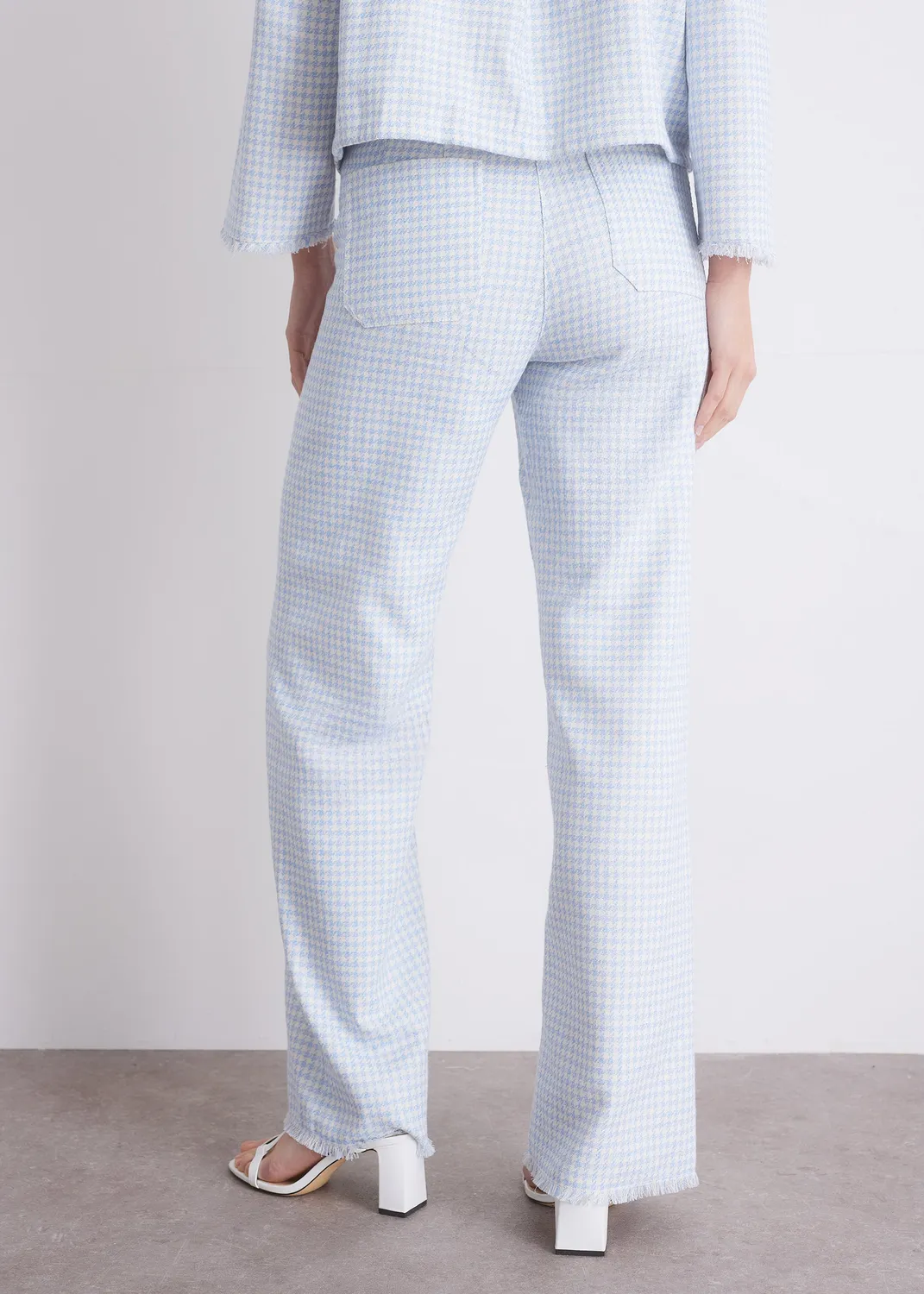Senatex Gerade Hose Blue Houndstooth Hanf-Mix