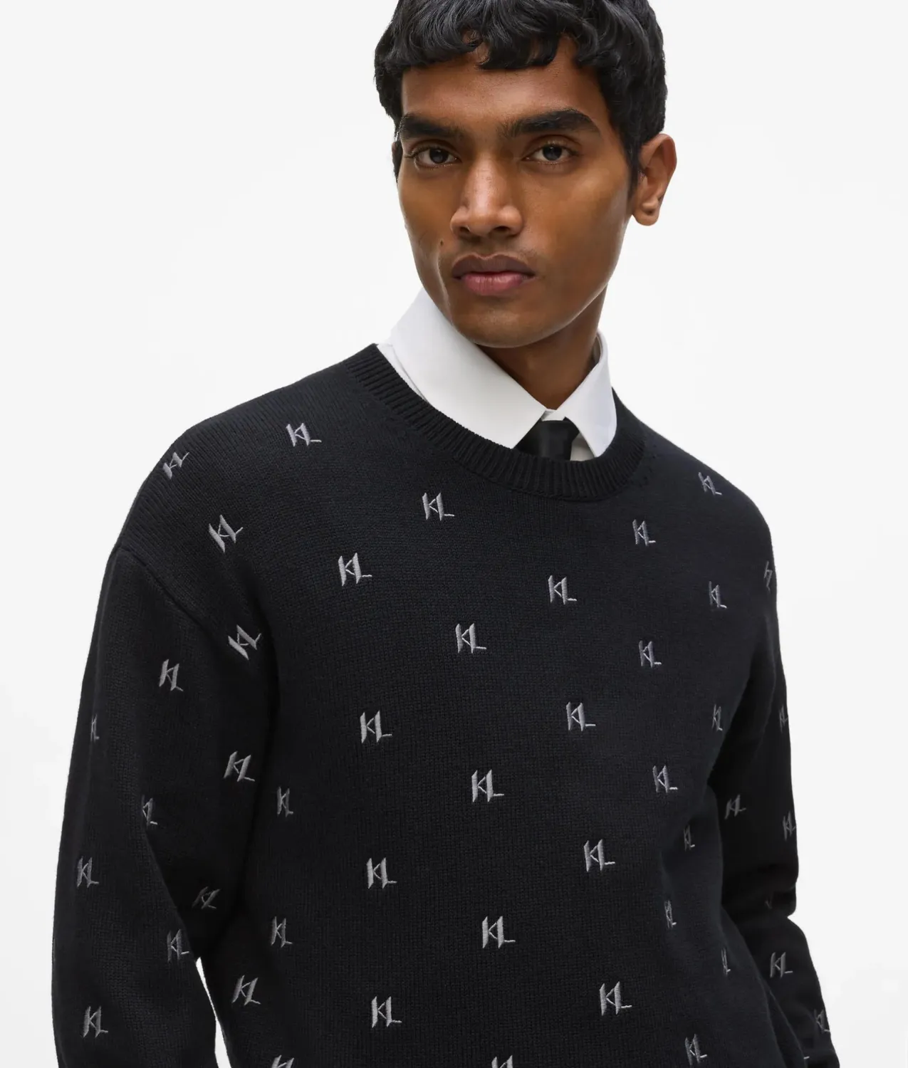 Karl Lagerfeld Monogram Strickpullover Kontrastmuster