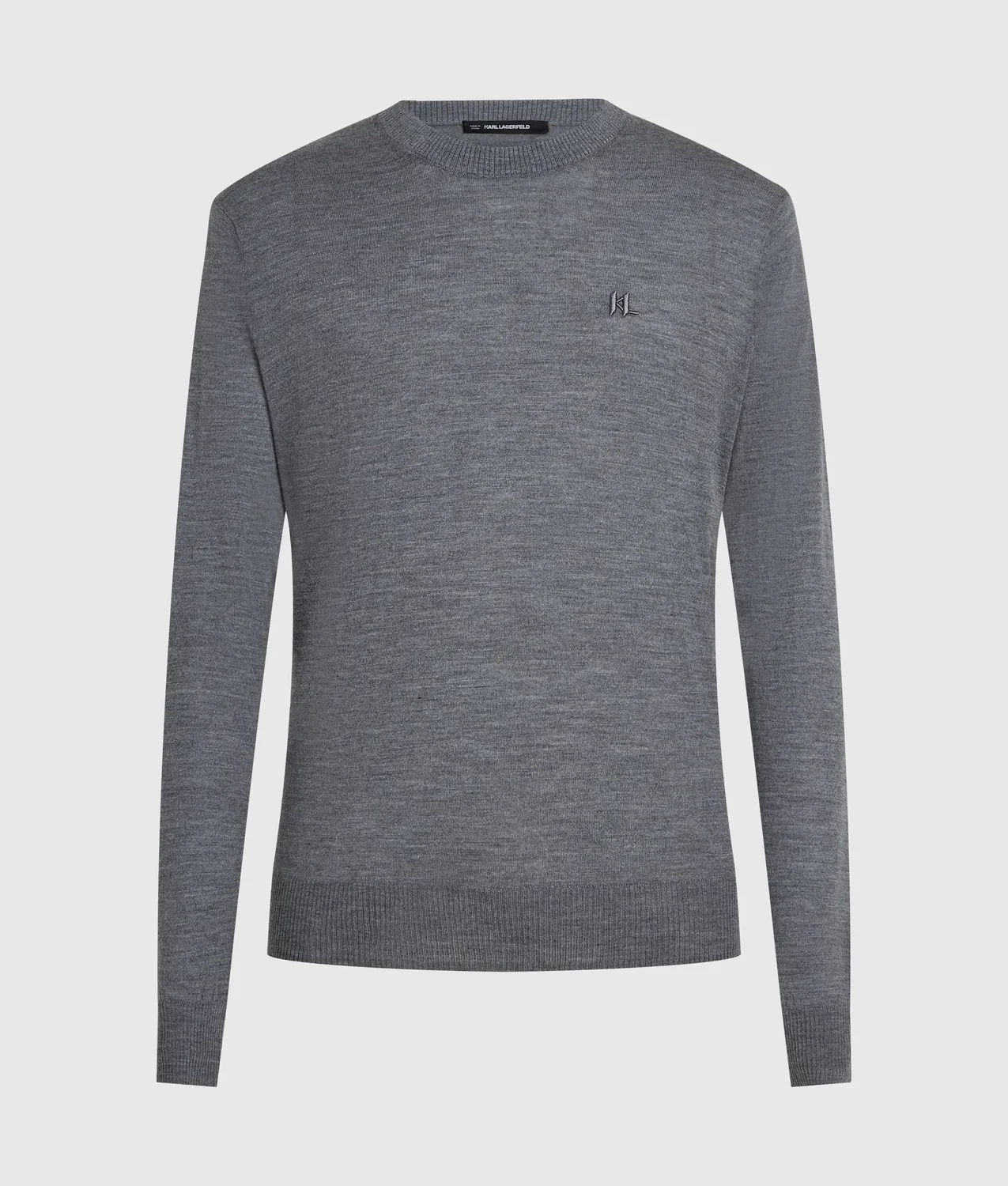Karl Lagerfeld Merino Crew Pullover Monogramm-Stick