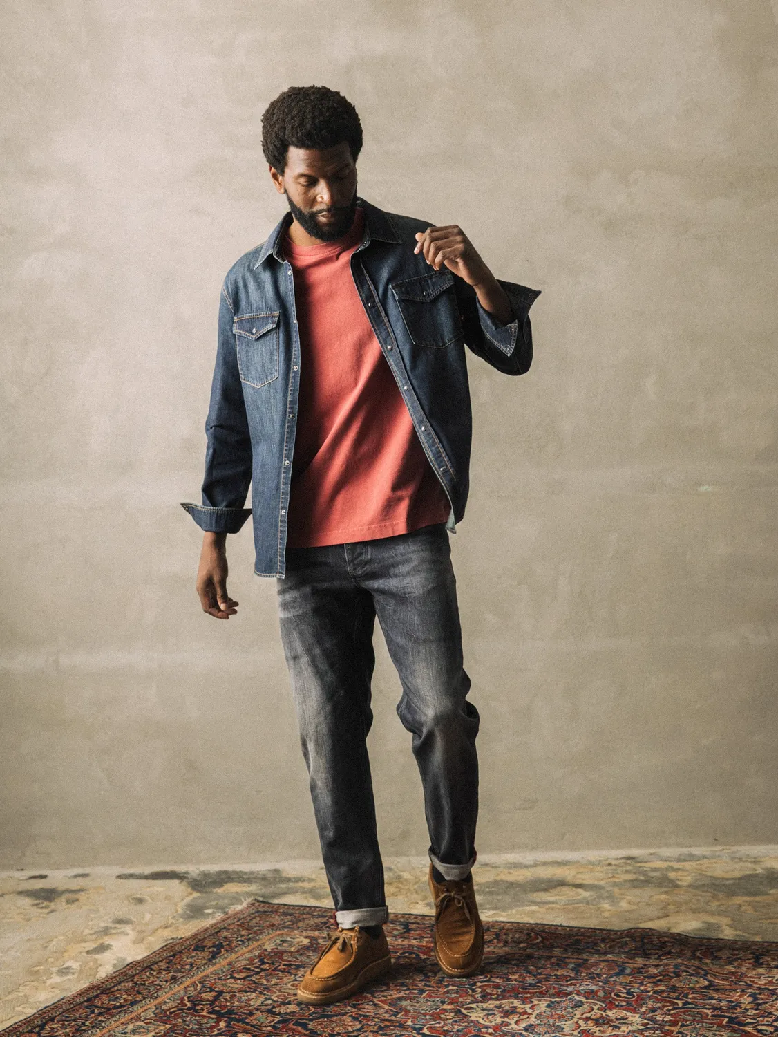 Mos Mosh MMGDavid Jeanshemd Denim Regular Fit Druckknopf