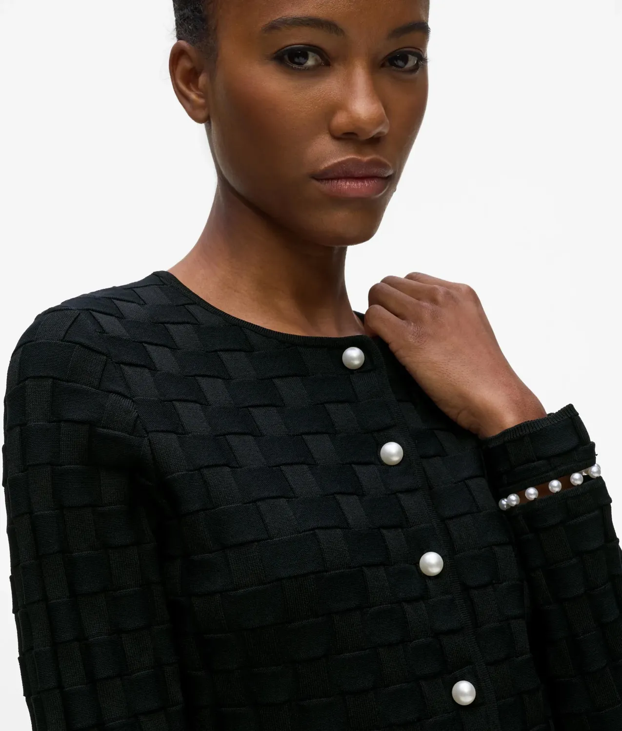 Karl Lagerfeld Strick-Cardigan mit Perlenknöpfen