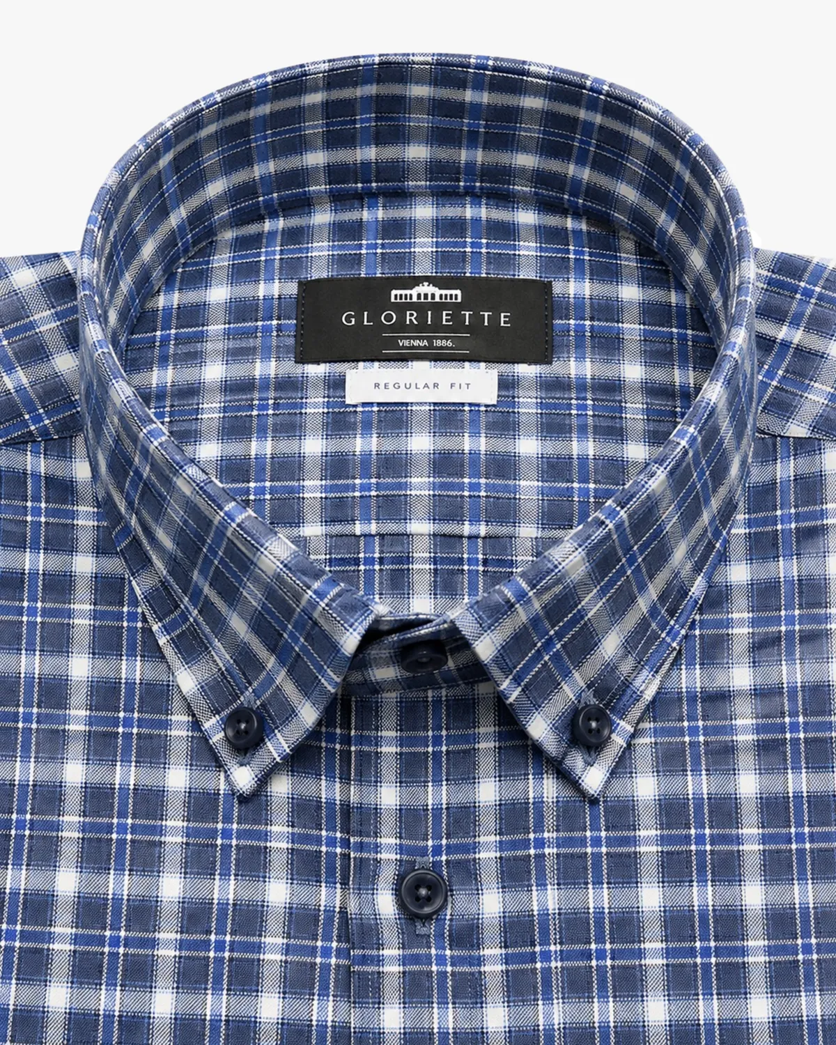 Gloriette Button-Down Karohemd Meerblau Regular Hemd Kariert