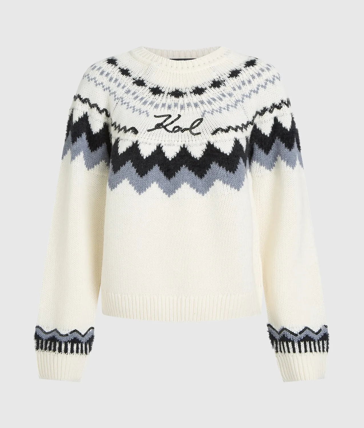 Karl Lagerfeld Alpine Strickpullover Wolle Pailletten