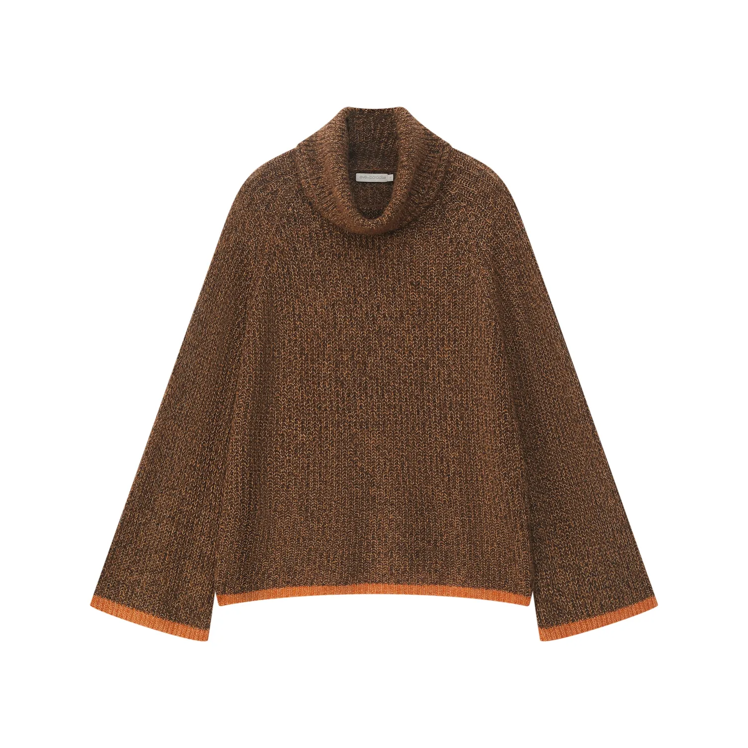 Senatex Rollkragenpullover Kontrastbund Choco Kaschmir-Mix