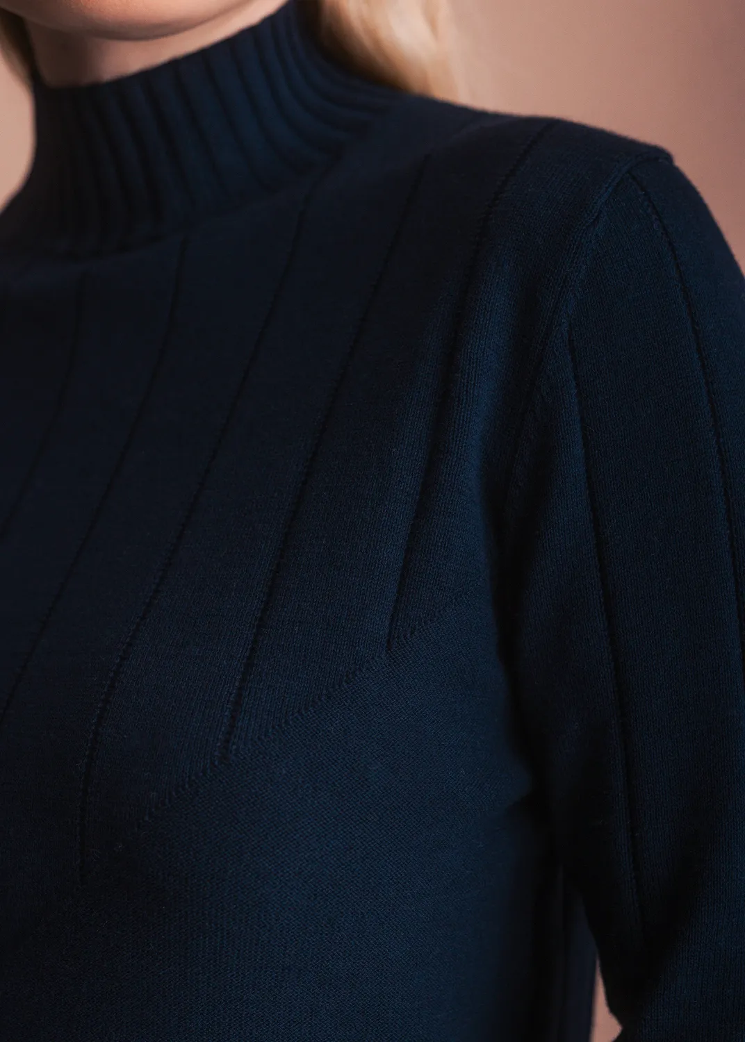 Senatex Pullover mit Stehkragen Baumwollpullover Navy XS GOTS
