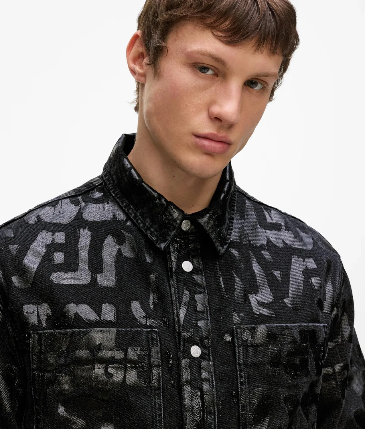 Karl Lagerfeld Jeans All-Over Logo Denim Overshirt Herren