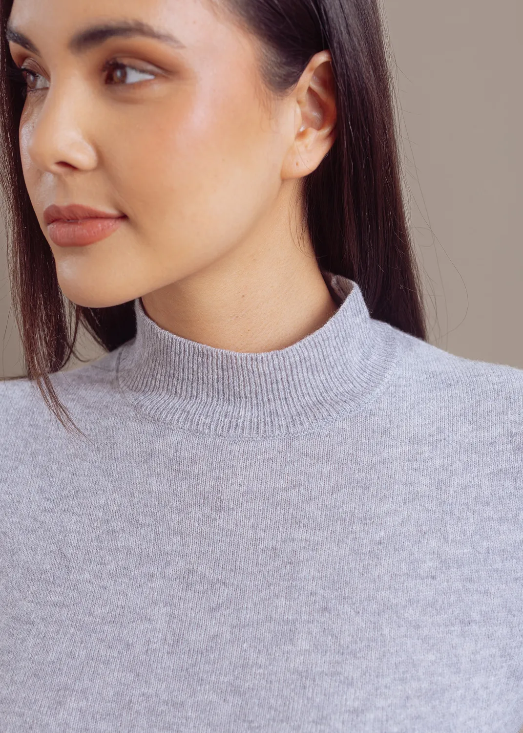 Senatex Feinstrick-Rollkragenpullover Merinowolle Silver