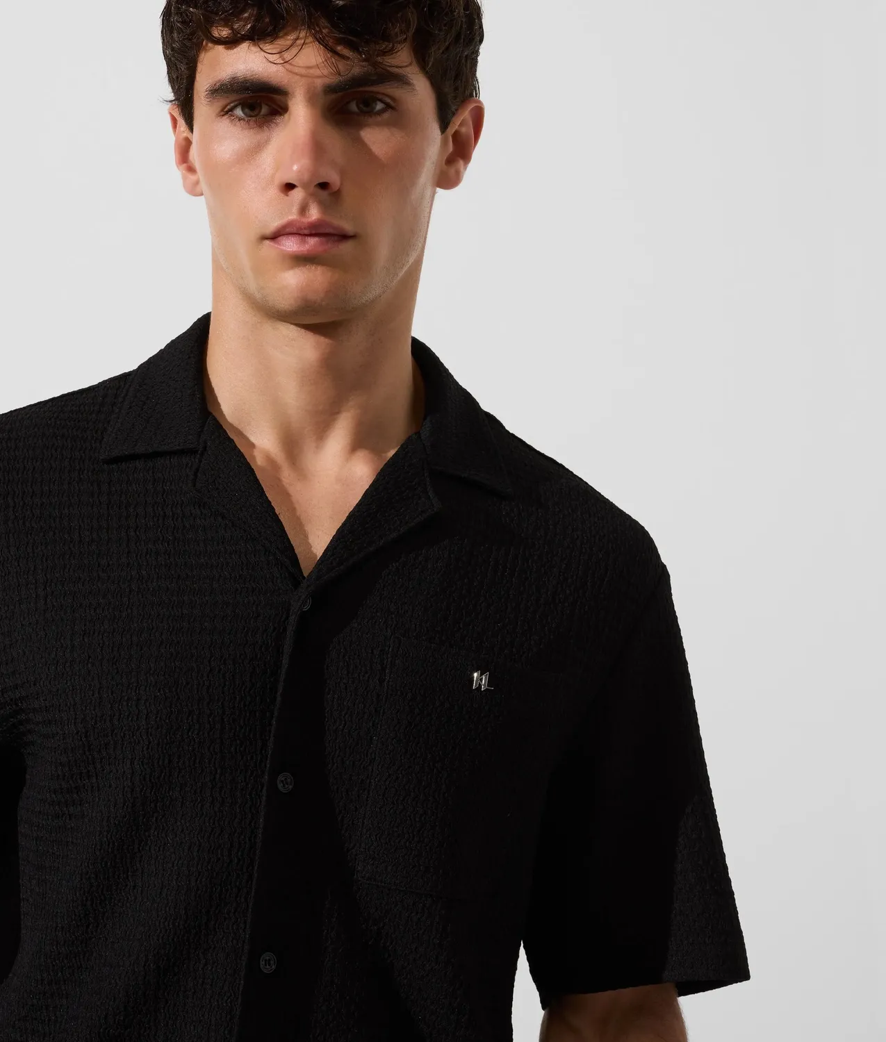 Karl Lagerfeld Textured Beachwear Hemd kurzarm strukturiert
