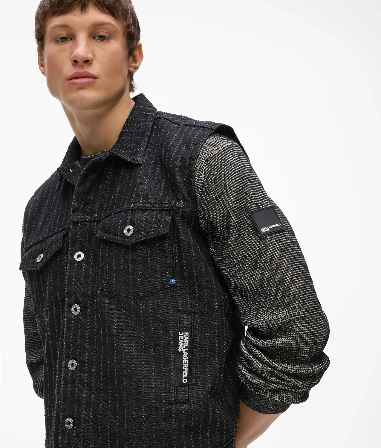 Karl Lagerfeld Pinstripe Denim Weste Herren M Nadel