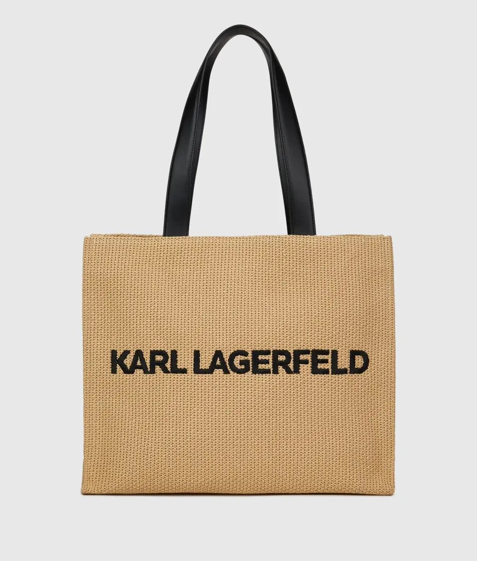 Karl Lagerfeld Logo Large Square gewebte Strandtasche