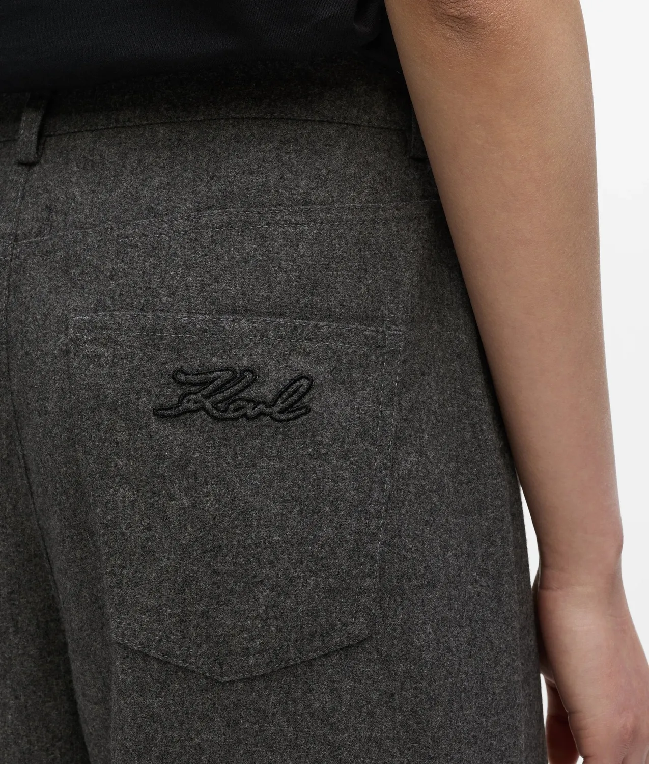 Karl Lagerfeld Wide-Leg Flanell Hose Damen Schwarz weit