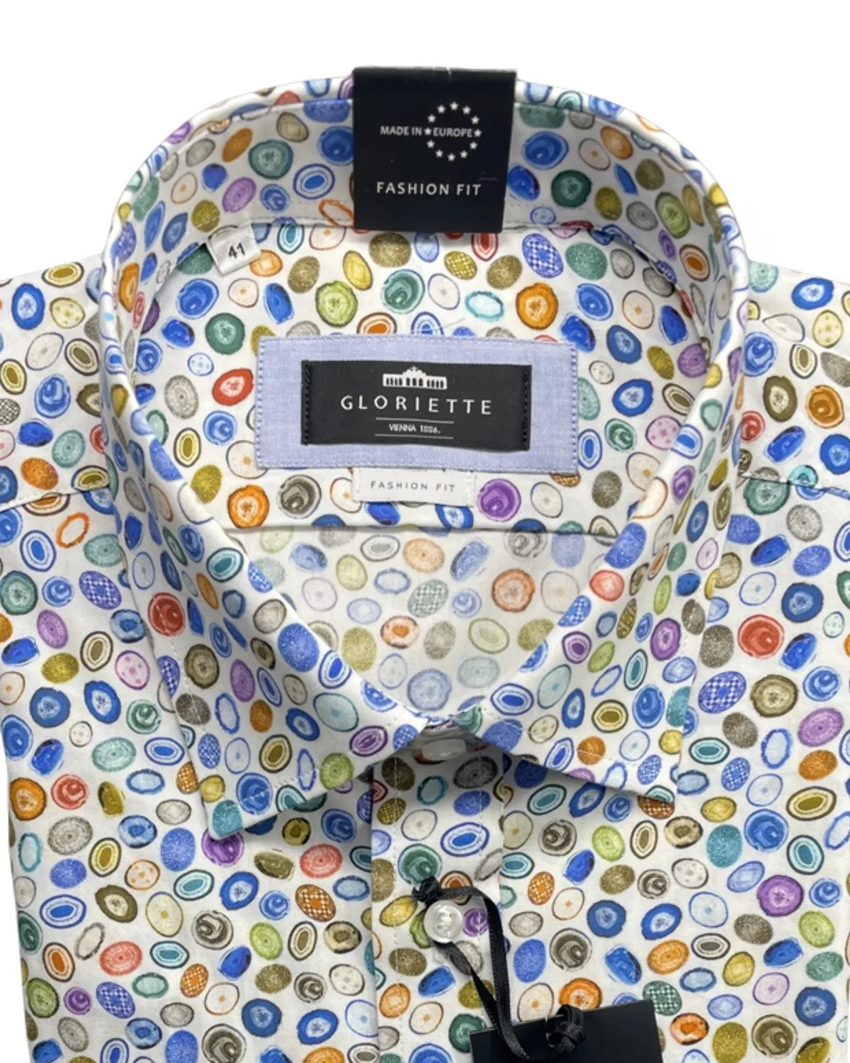 Gloriette Fashion Fit Kreismuster Hemd Blau Herren